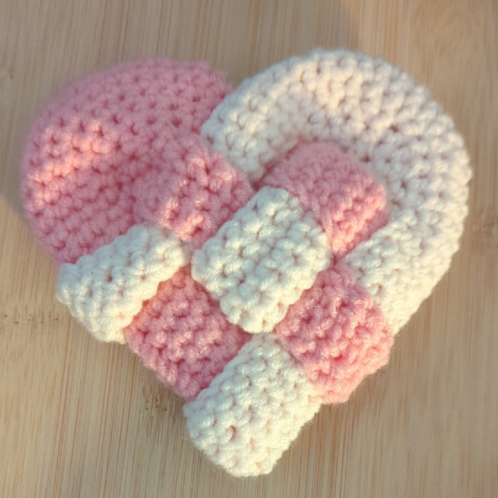 Handmade Pink and Cream Crochet Heart Decor